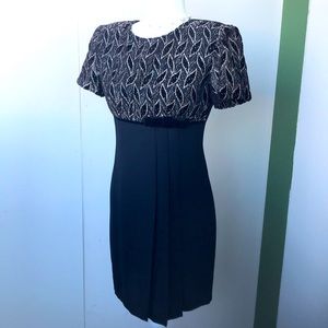 Vintage 80s 90s Little Black Dress with Gold Leaves